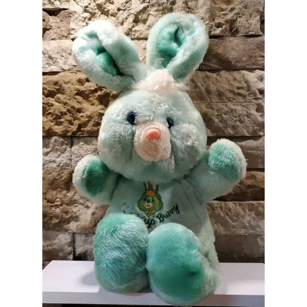 Vintage 1984 Animal Toys Cuddle Up Bunny Rabbit Friend Green 18" Plush Stuffed